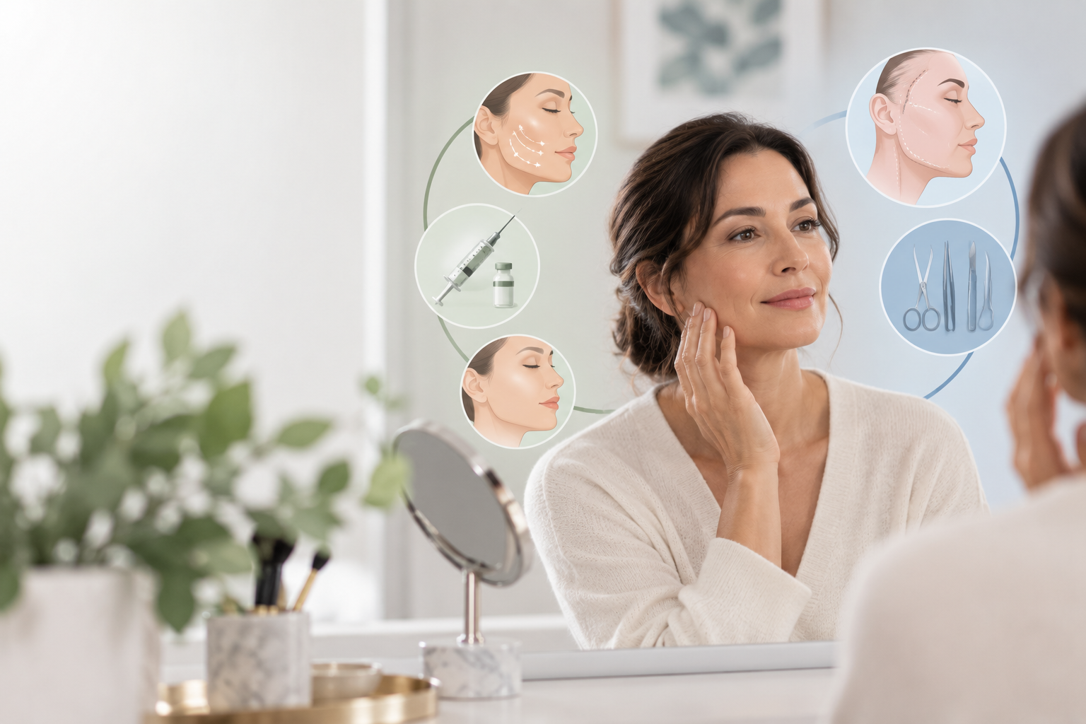 Editorial illustration for Surgical vs. Non-Surgical Facial Rejuvenation: How Patients Compare Their Options