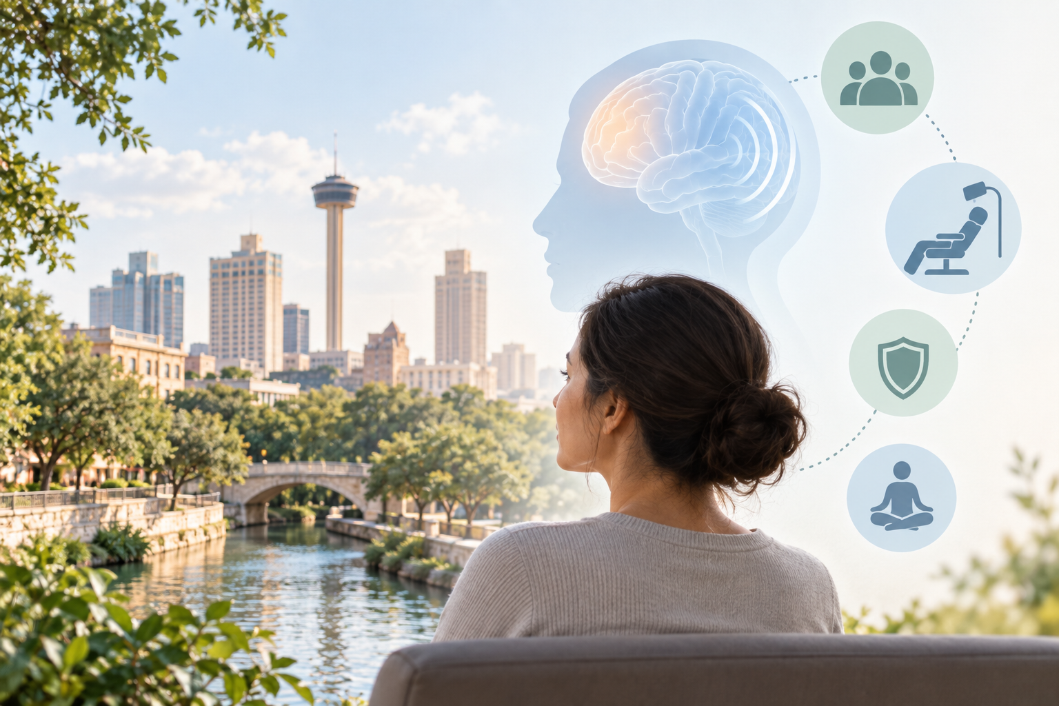 Editorial illustration for TMS Therapy in San Antonio: What to Expect, Who It May Help, and How to Prepare